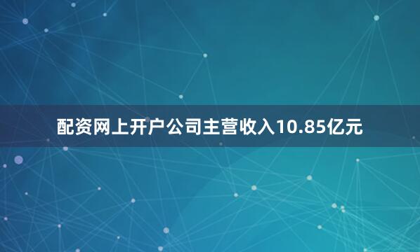 配资网上开户公司主营收入10.85亿元