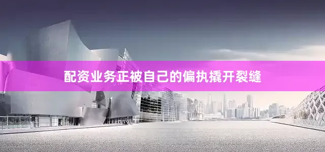 配资业务正被自己的偏执撬开裂缝
